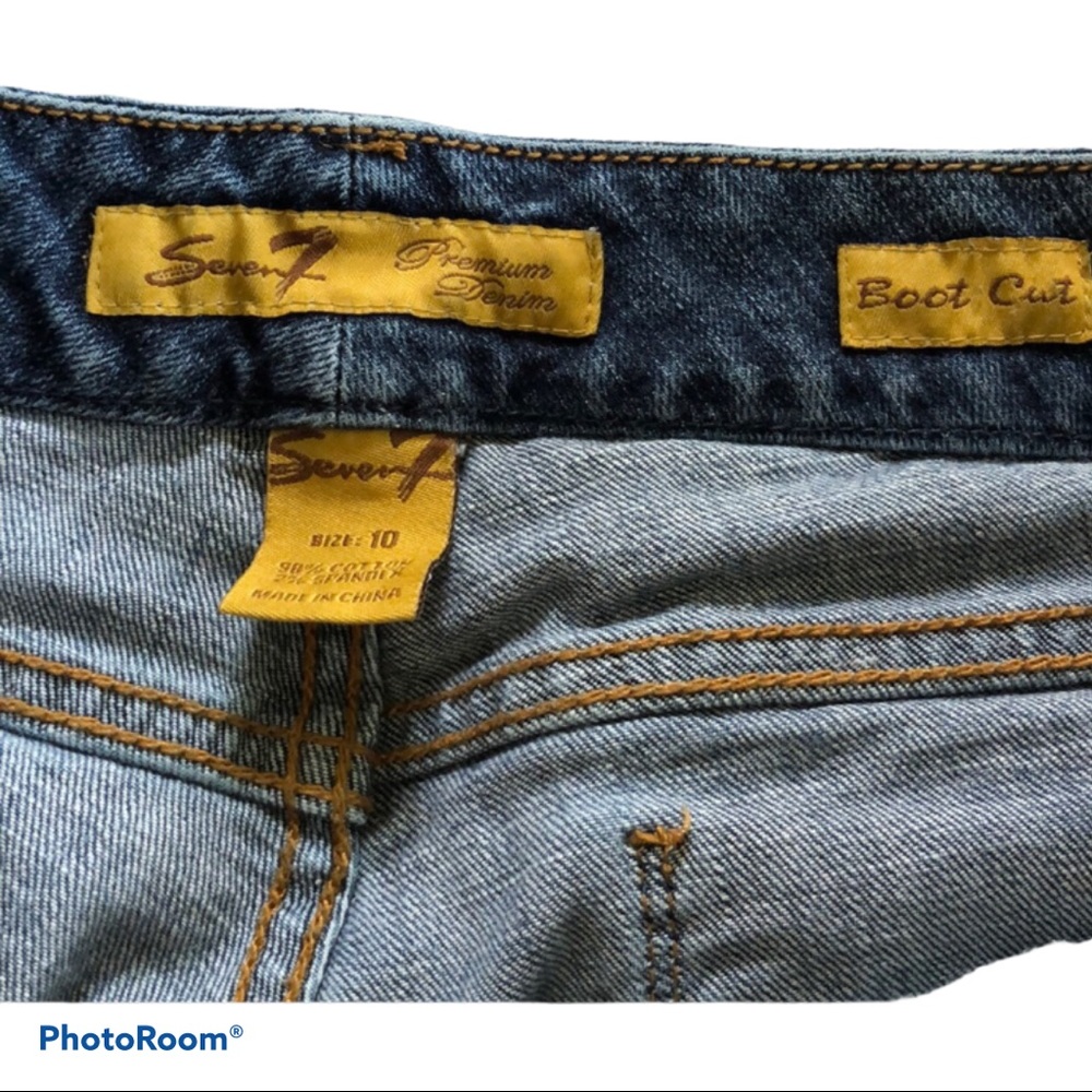 Desert Revival Seven 7 striated Premium Boot Cut Jeans Cotton Blend Size 10 - Picture 5 of 8